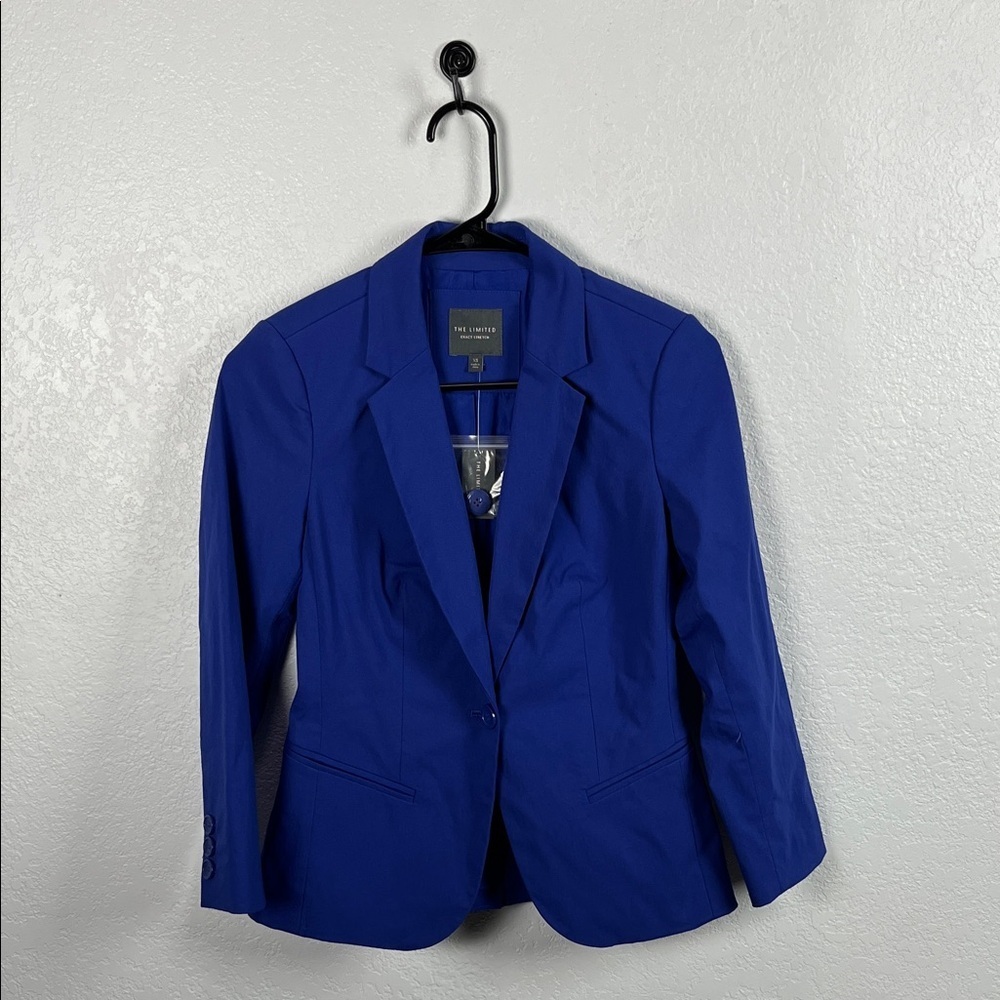 The Limited Exact Stretch Royal Blue Women's Blazer Sz XS Button Front Office